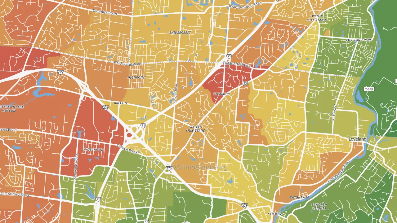 45249, OH Map of Drug-Related Crime Rates