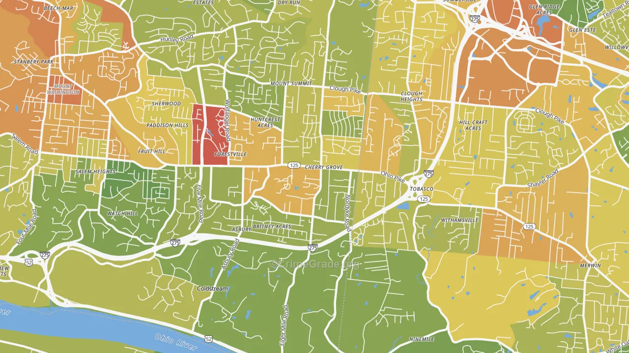 45255, OH Map of Drug-Related Crime Rates