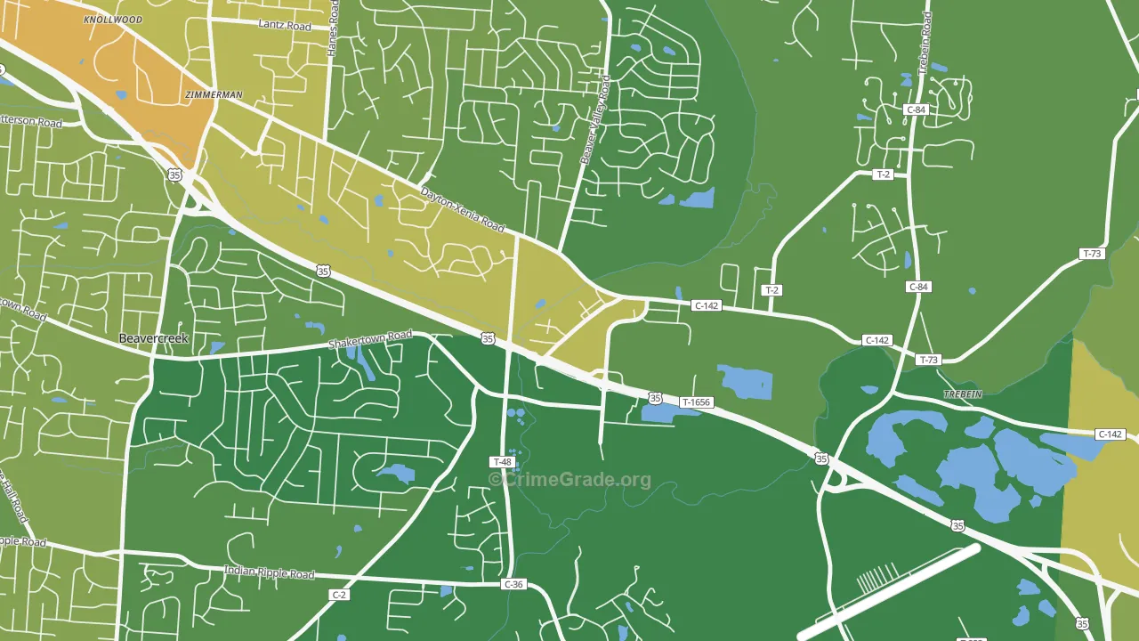 45301, OH Map of Drug-Related Crime Rates