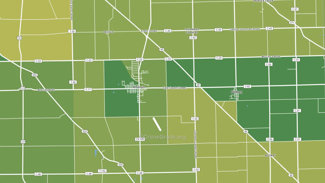 45304, OH Map of Drug-Related Crime Rates