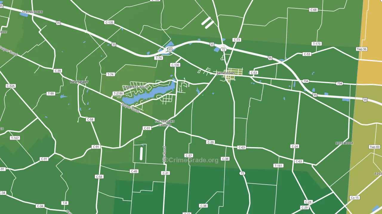 45335, OH Map of Drug-Related Crime Rates