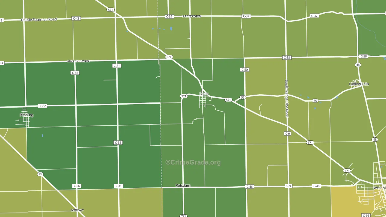 45337, OH Map of Drug-Related Crime Rates