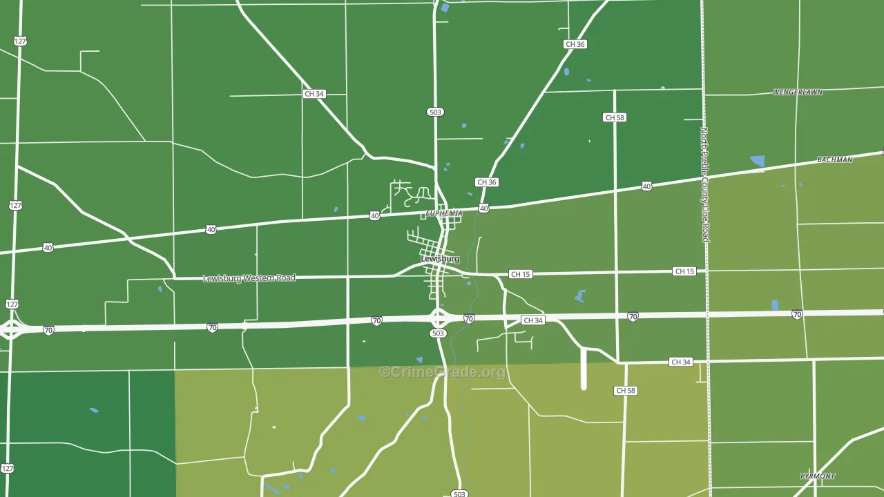 45338, OH Map of Drug-Related Crime Rates