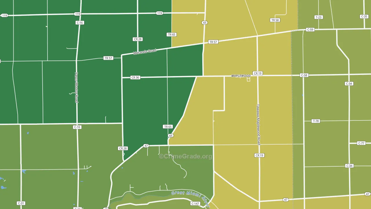 45340, OH Map of Drug-Related Crime Rates