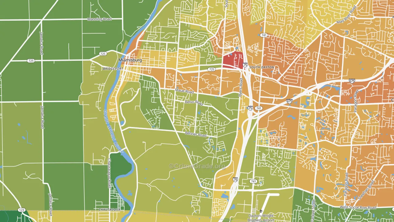45342, OH Map of Drug-Related Crime Rates