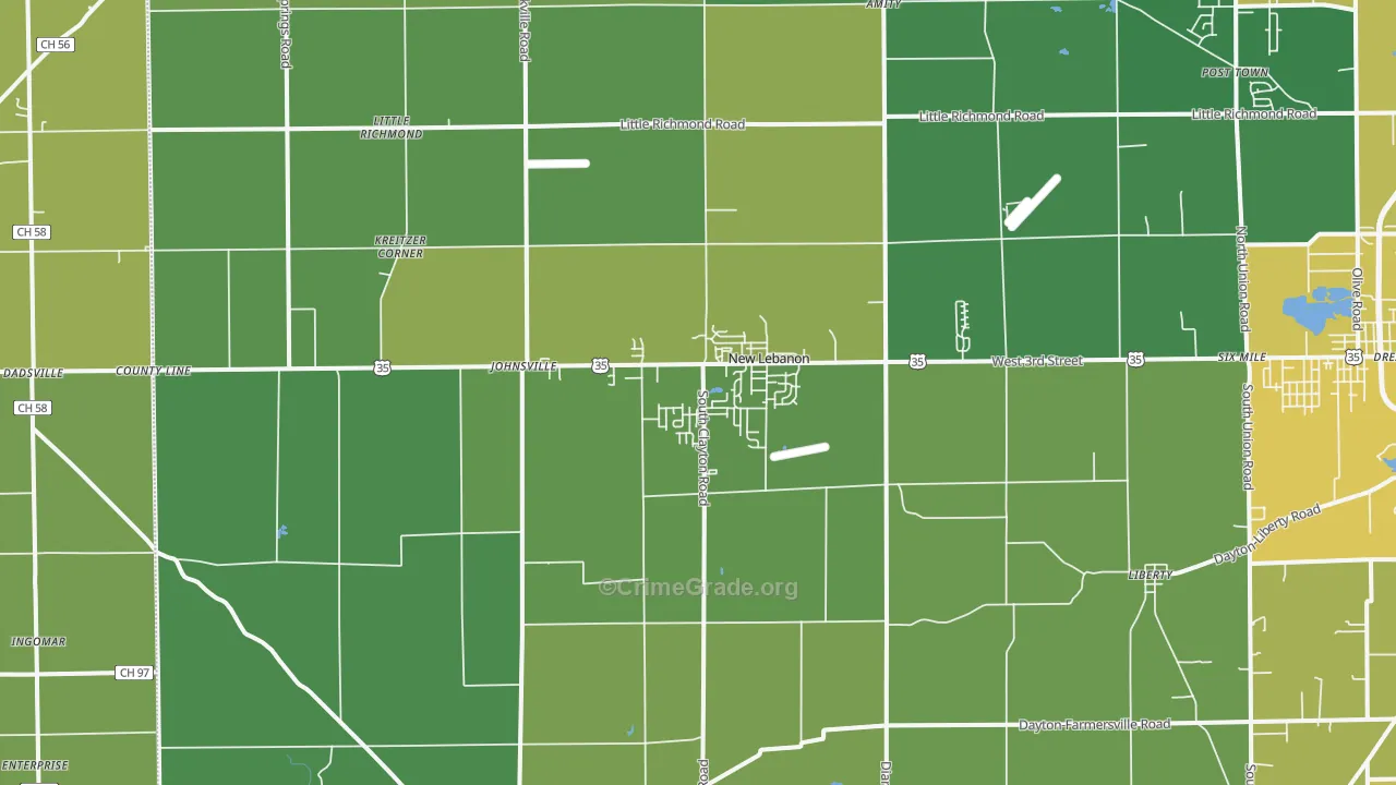 45345, OH Map of Drug-Related Crime Rates