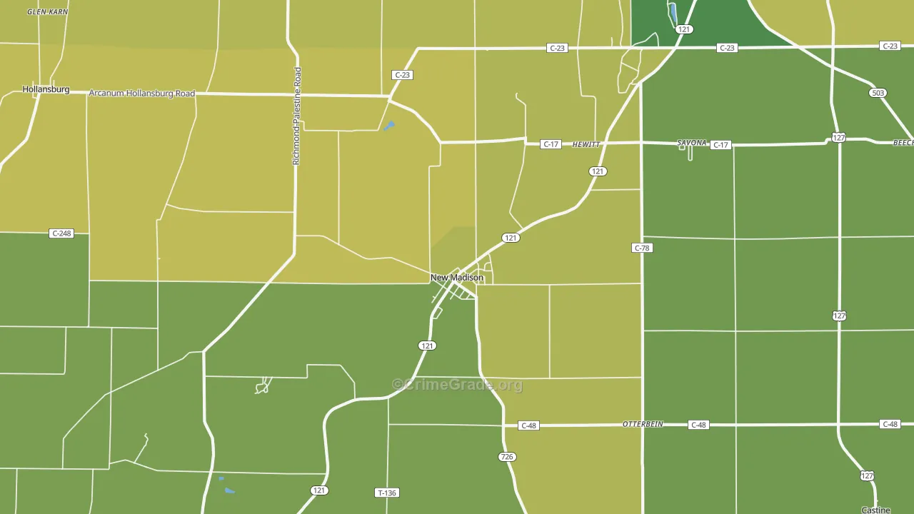 45346, OH Map of Drug-Related Crime Rates