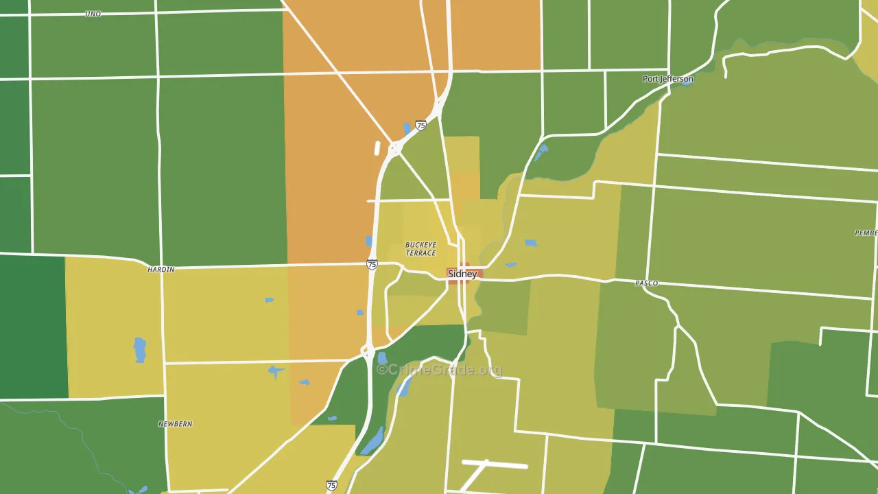 45365, OH Map of Drug-Related Crime Rates