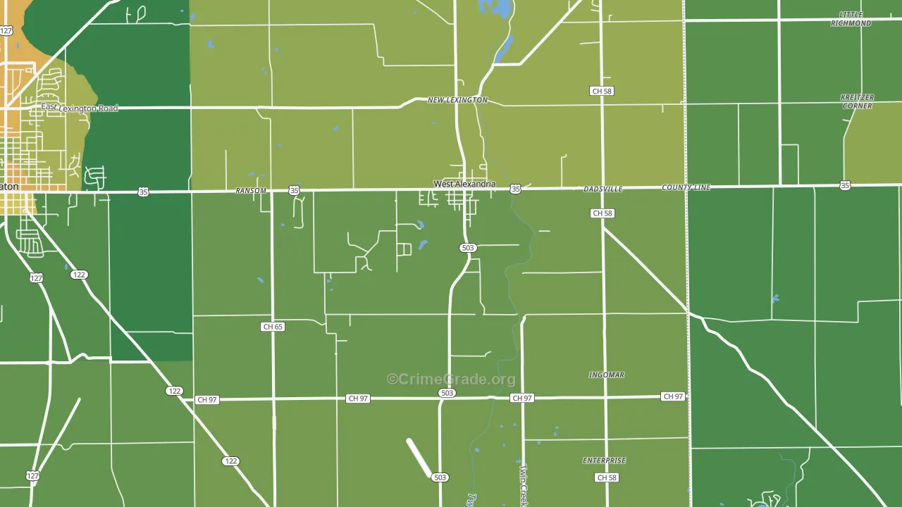 45381, OH Map of Drug-Related Crime Rates