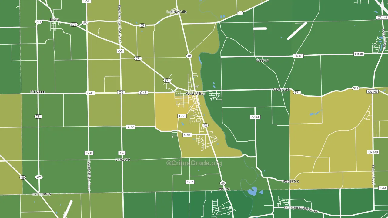 45383, OH Map of Drug-Related Crime Rates