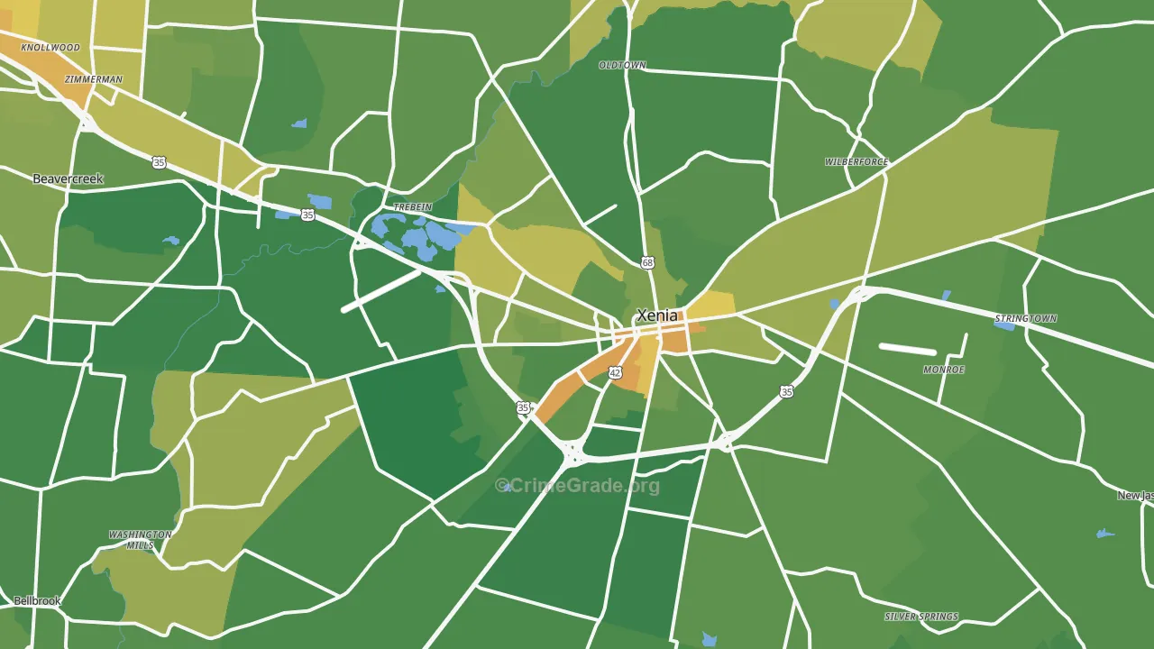 45385, OH Map of Drug-Related Crime Rates