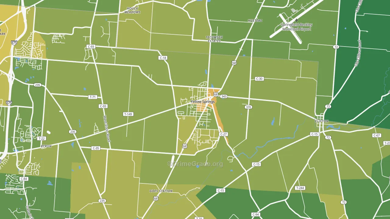 45387, OH Map of Drug-Related Crime Rates