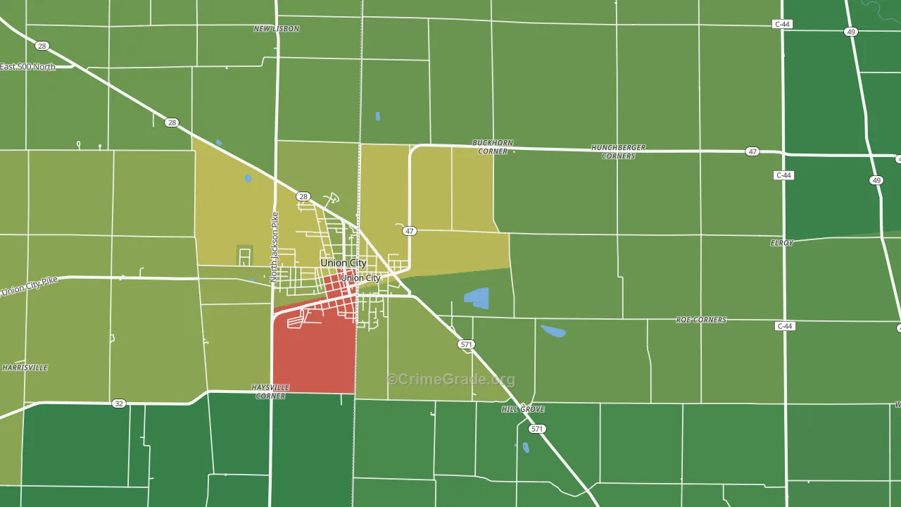45390, OH Map of Drug-Related Crime Rates