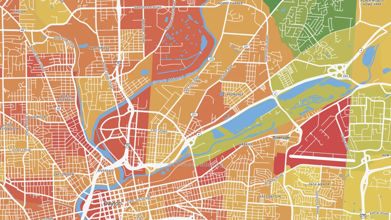 45404, OH Map of Drug-Related Crime Rates
