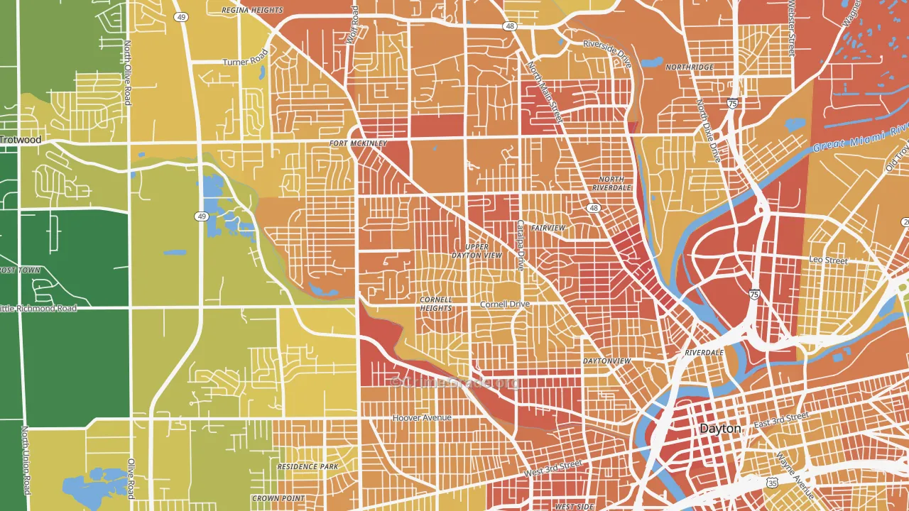 45406, OH Map of Drug-Related Crime Rates