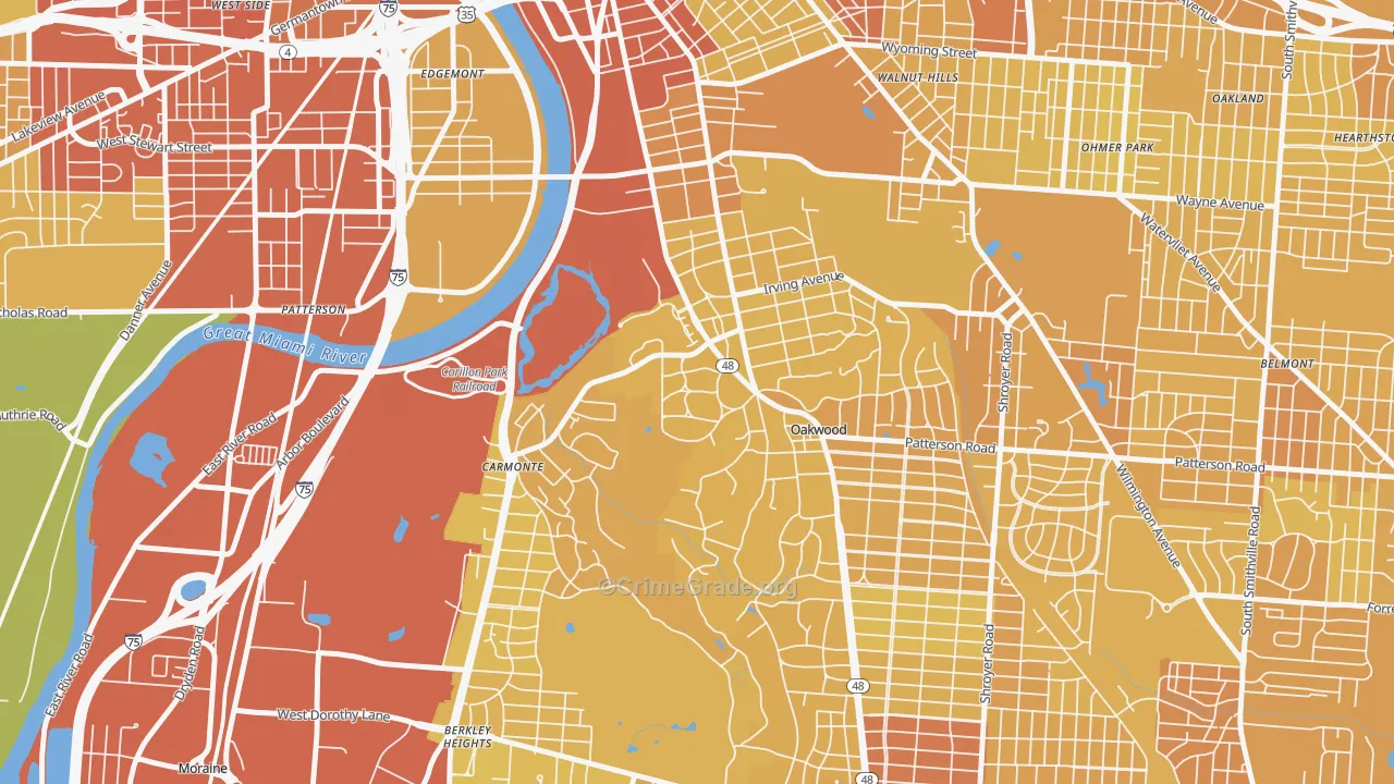 45409, OH Map of Drug-Related Crime Rates