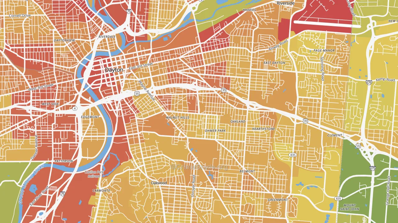 45410, OH Map of Drug-Related Crime Rates