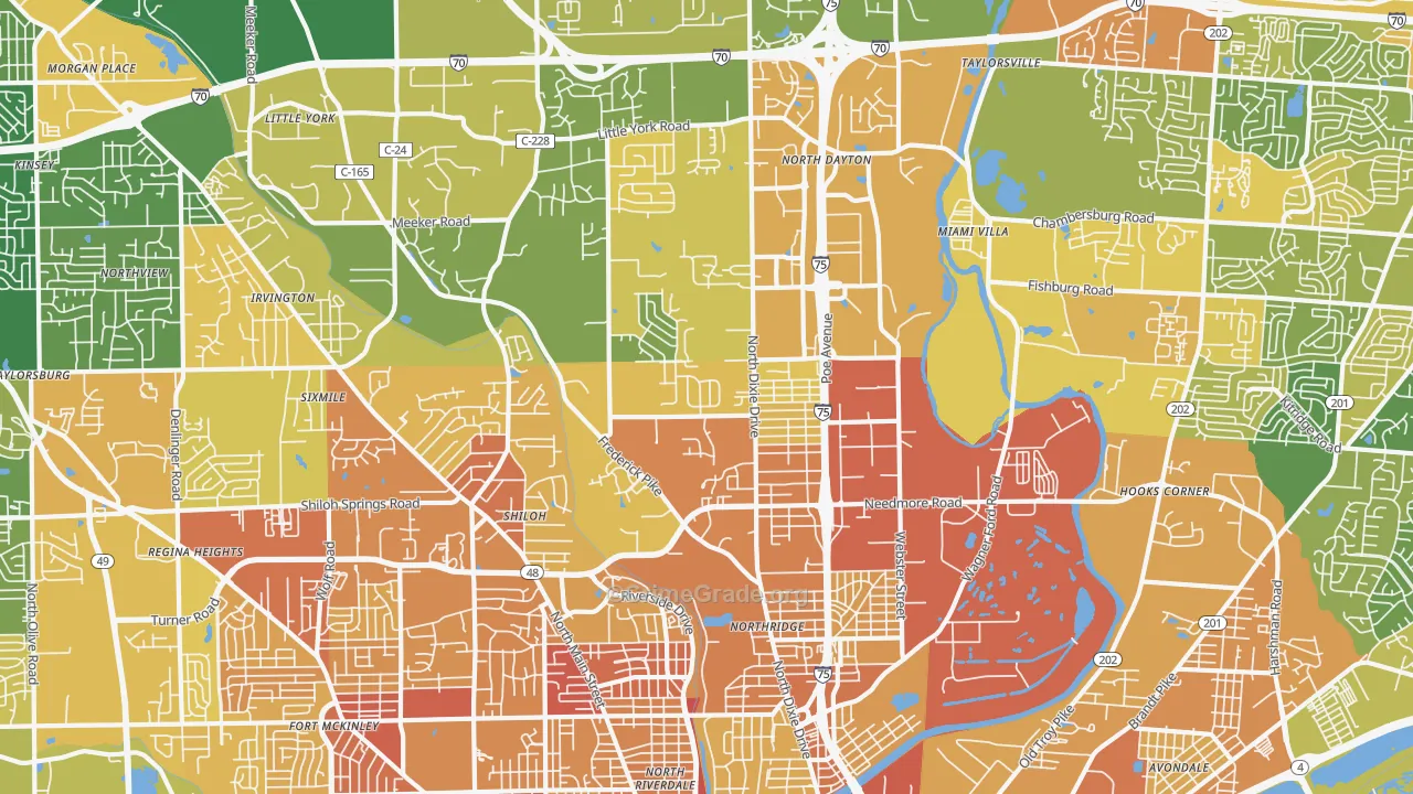 45414, OH Map of Drug-Related Crime Rates