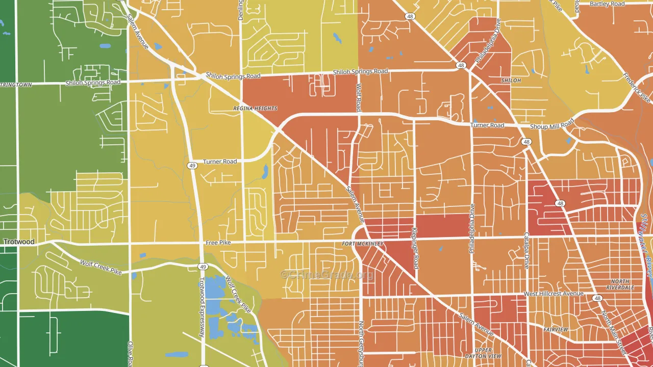 45416, OH Map of Drug-Related Crime Rates