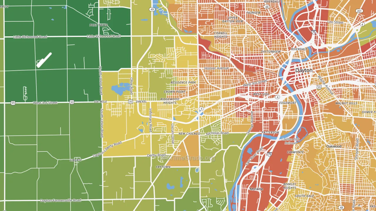 45417, OH Map of Drug-Related Crime Rates