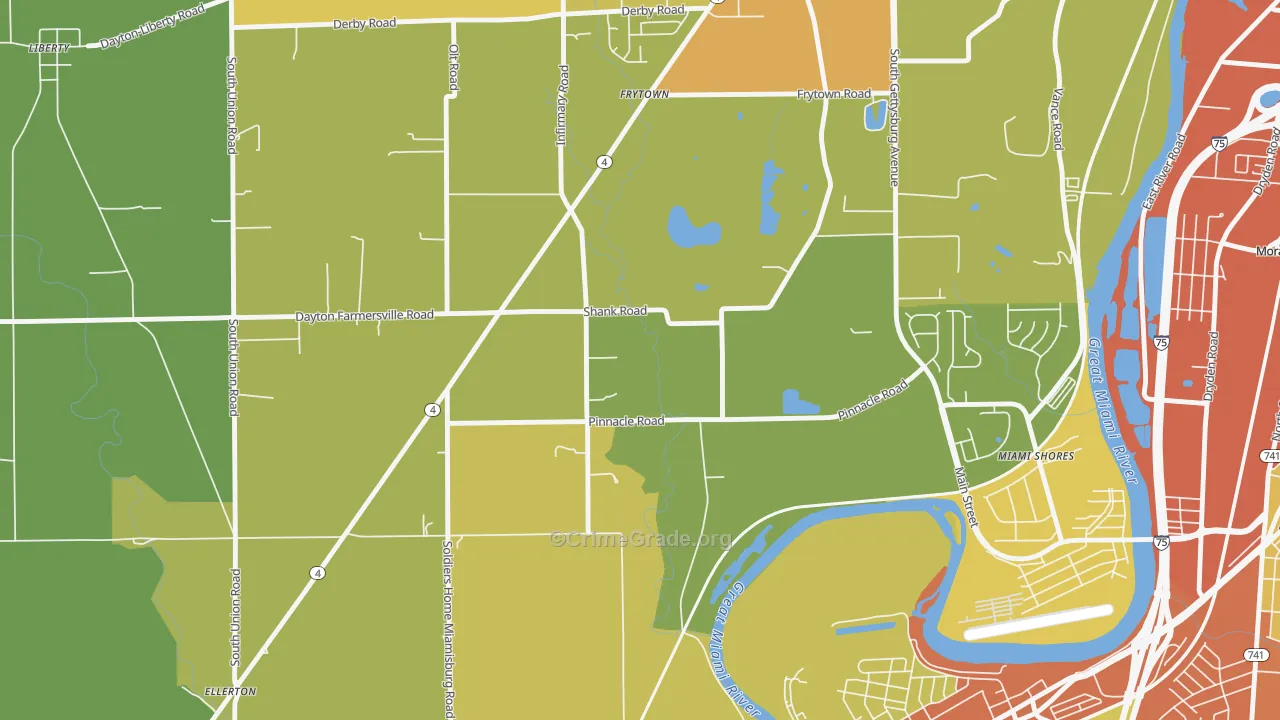 45418, OH Map of Drug-Related Crime Rates