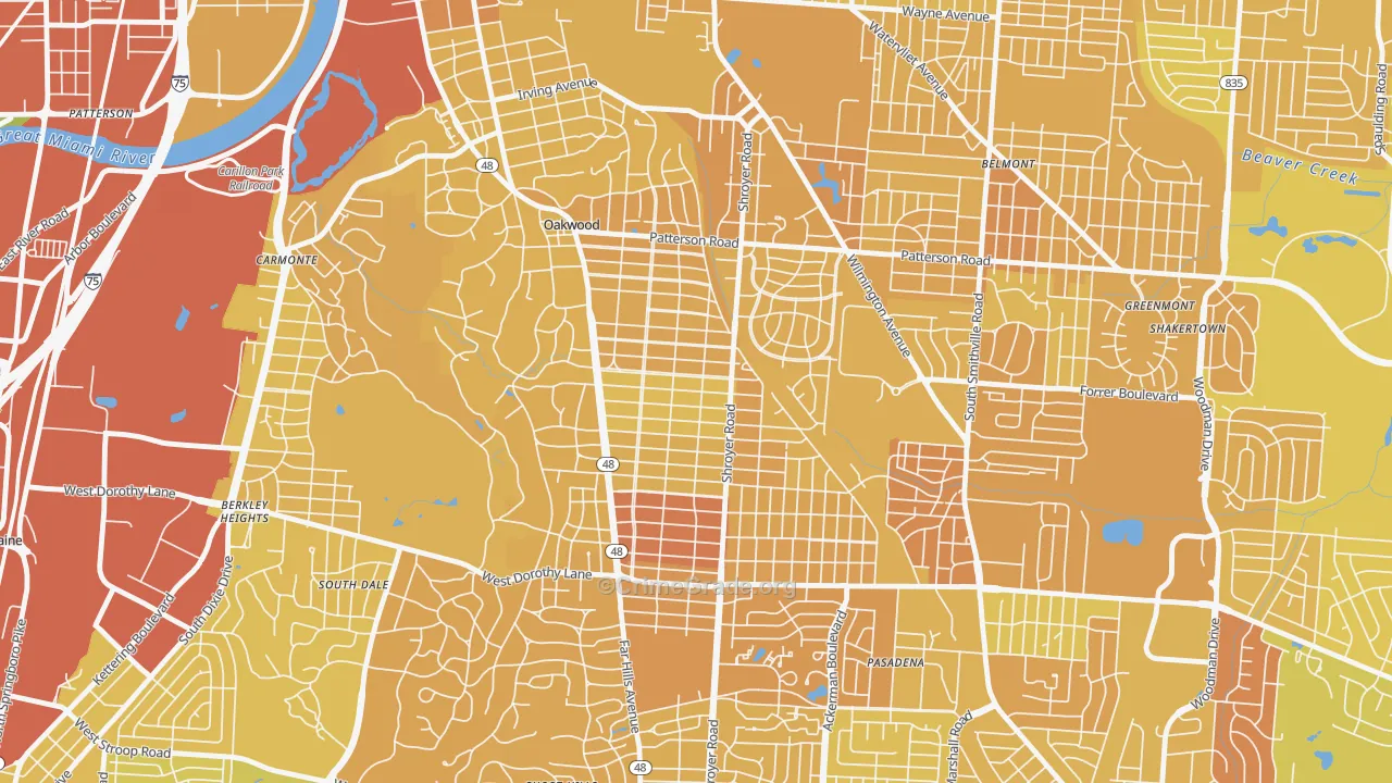 45419, OH Map of Drug-Related Crime Rates