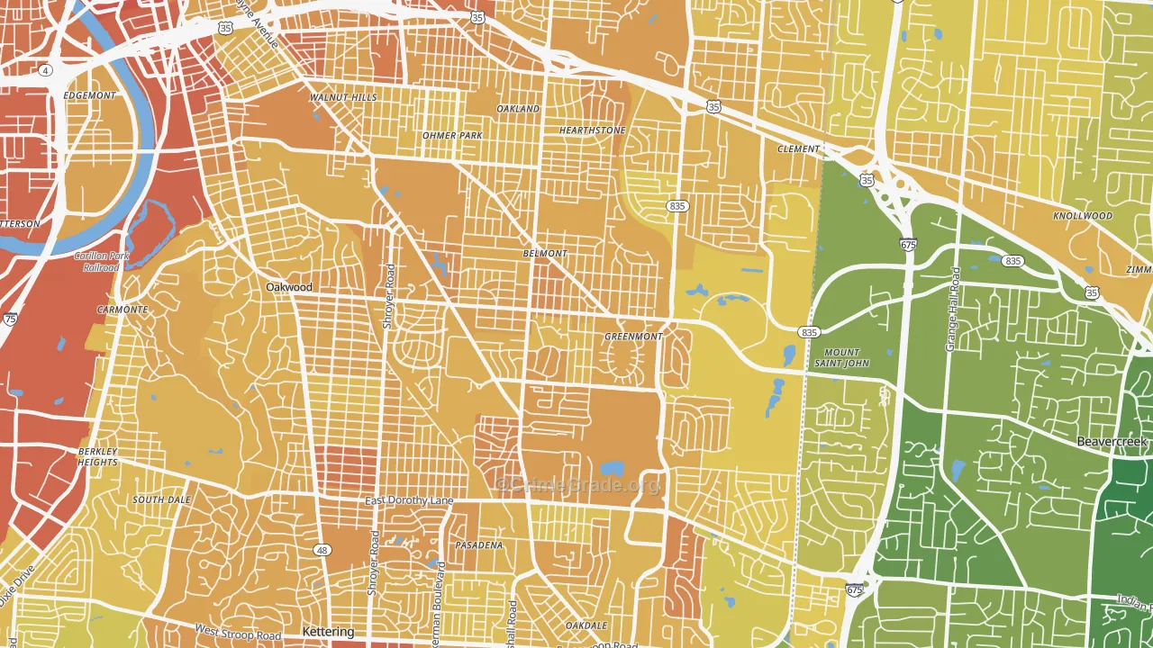 45420, OH Map of Drug-Related Crime Rates