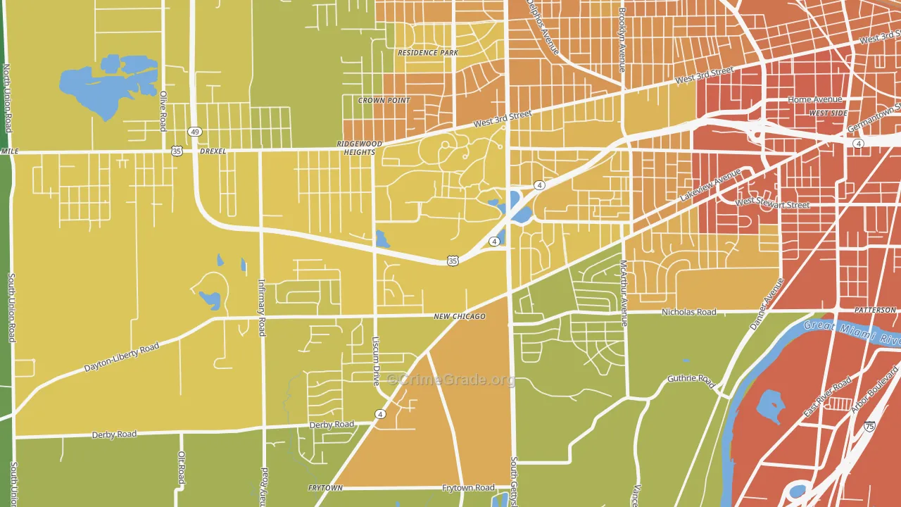 45428, OH Map of Drug-Related Crime Rates