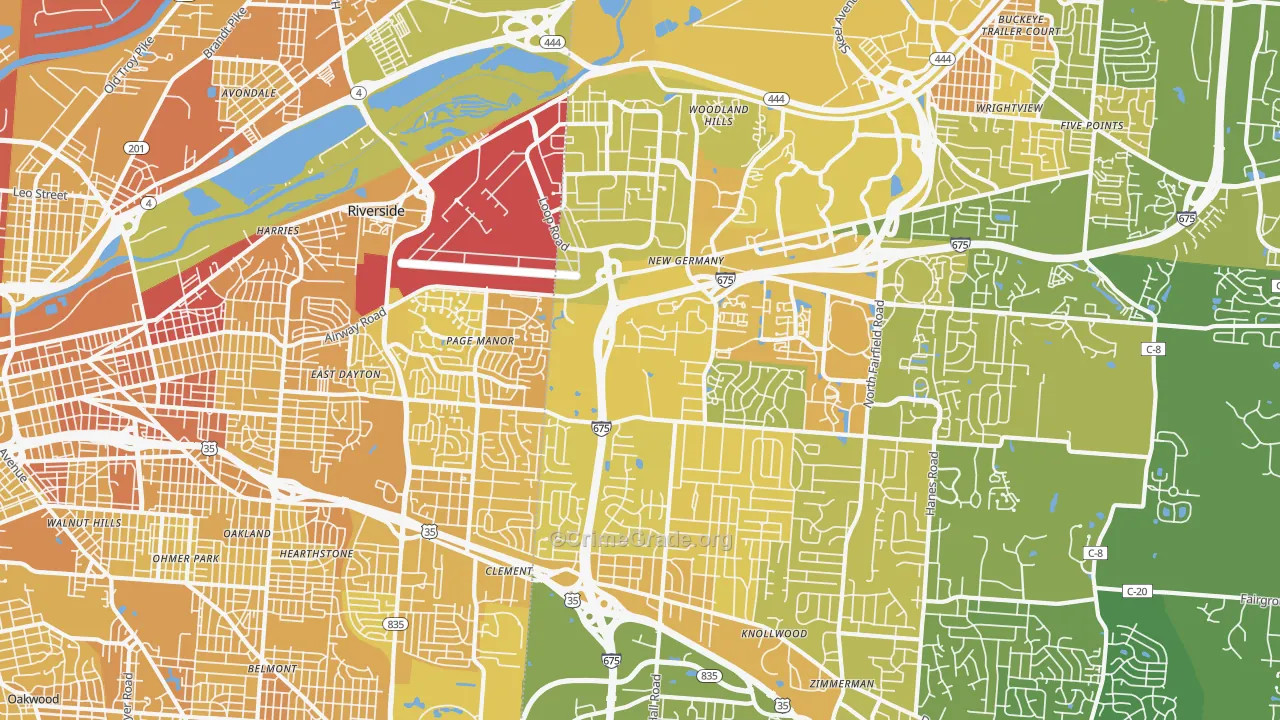 45431, OH Map of Drug-Related Crime Rates
