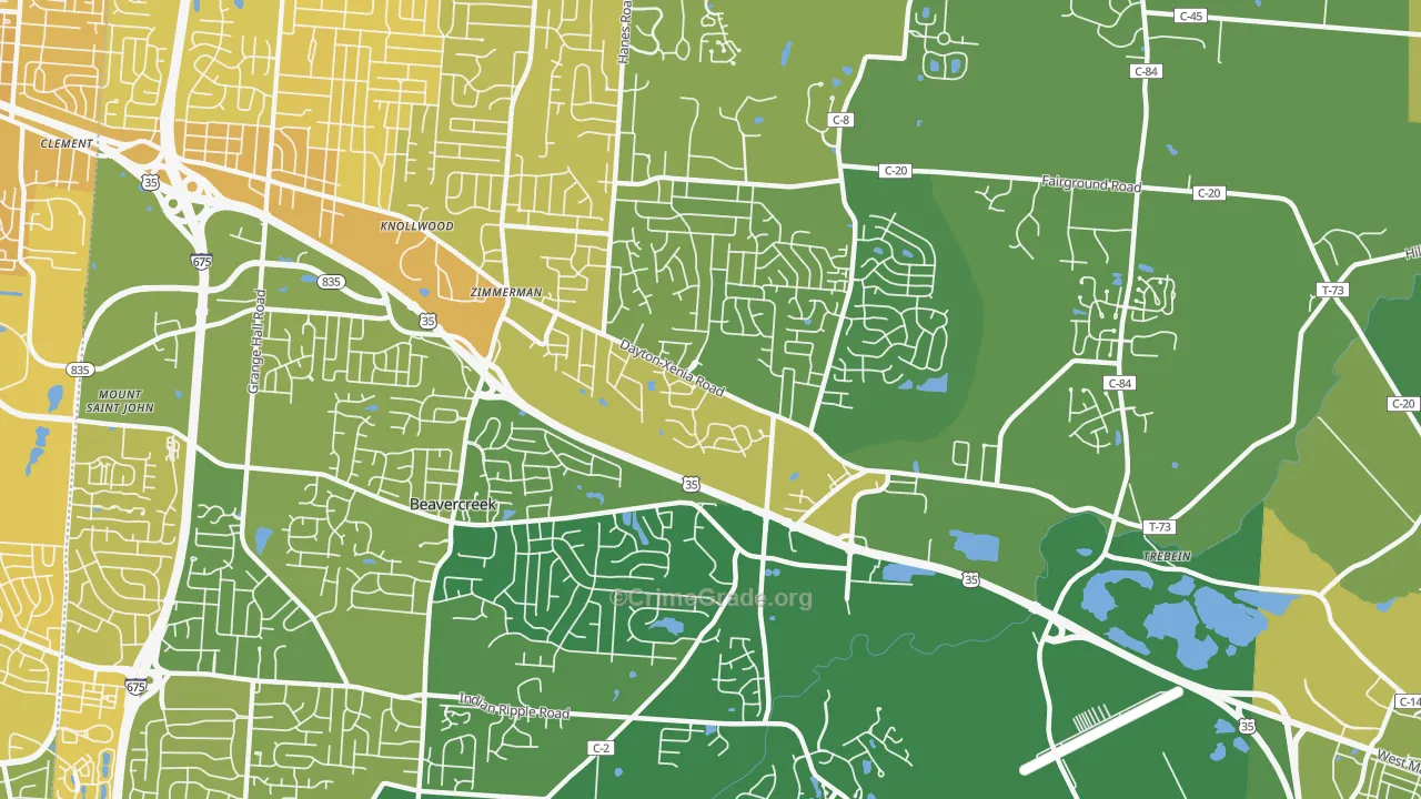 45434, OH Map of Drug-Related Crime Rates
