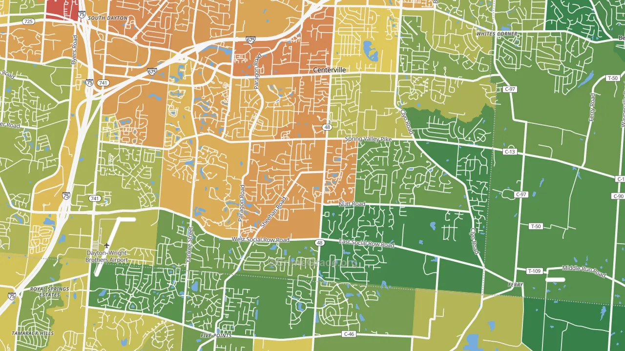 45458, OH Map of Drug-Related Crime Rates