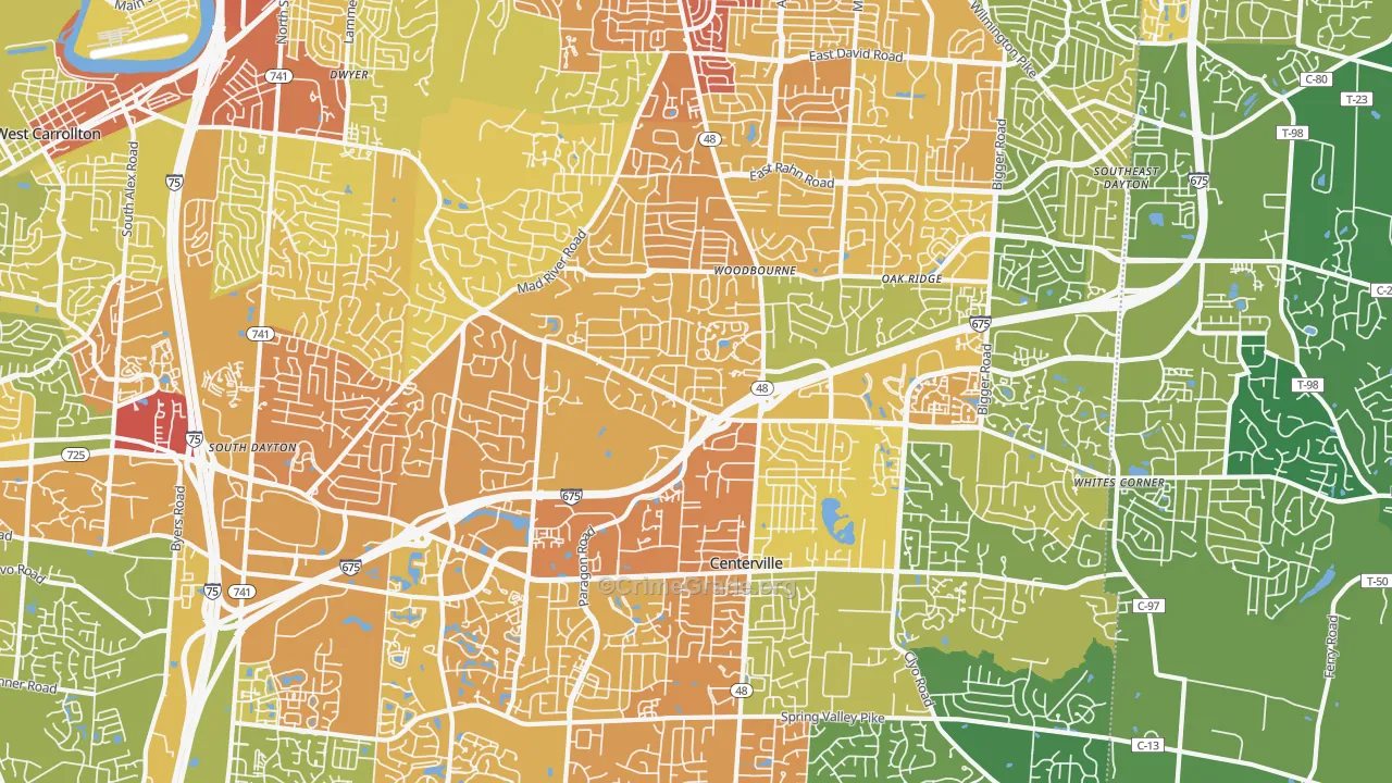 45459, OH Map of Drug-Related Crime Rates