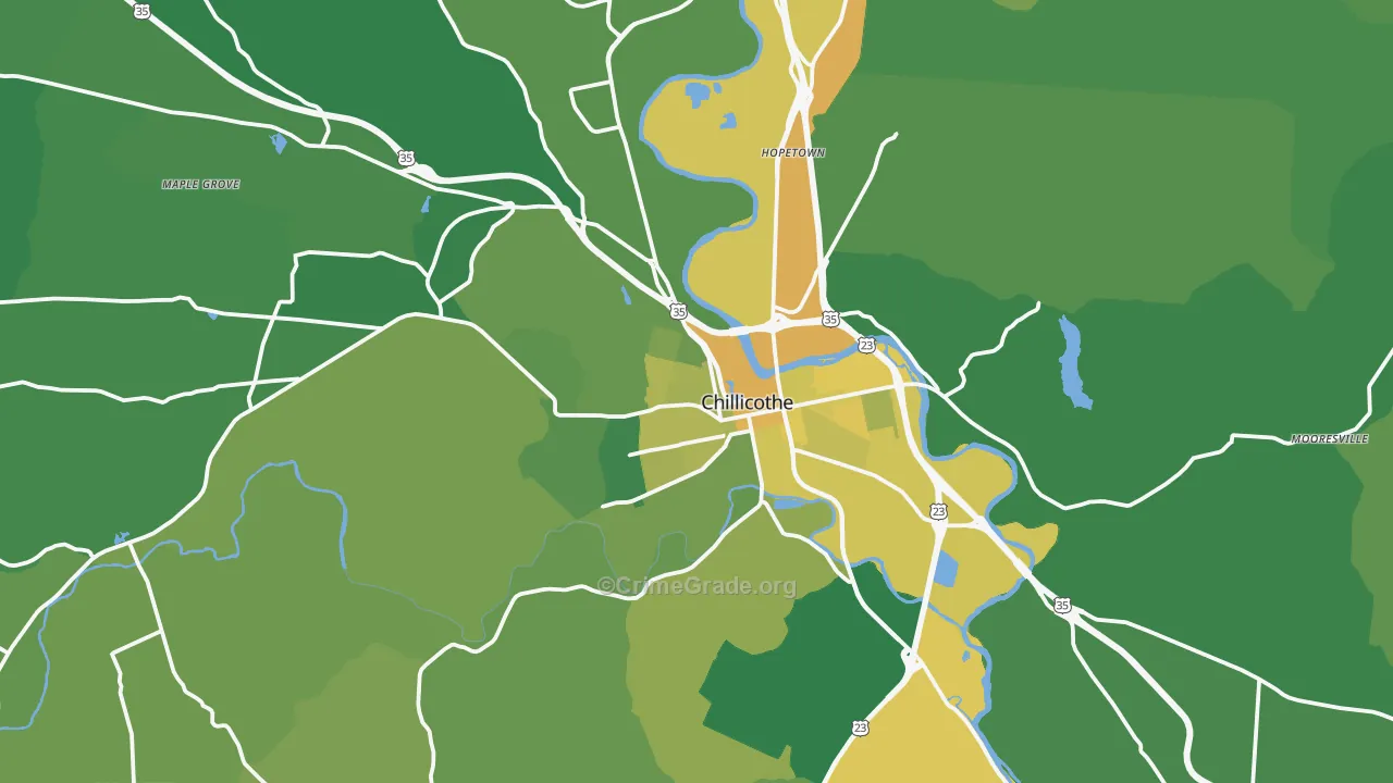 45601, OH Map of Drug-Related Crime Rates
