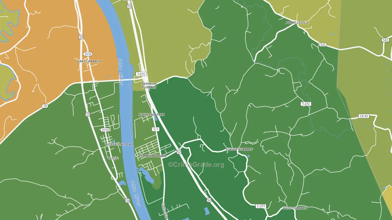 45629, OH Map of Drug-Related Crime Rates