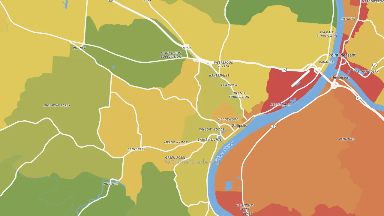 45631, OH Map of Drug-Related Crime Rates
