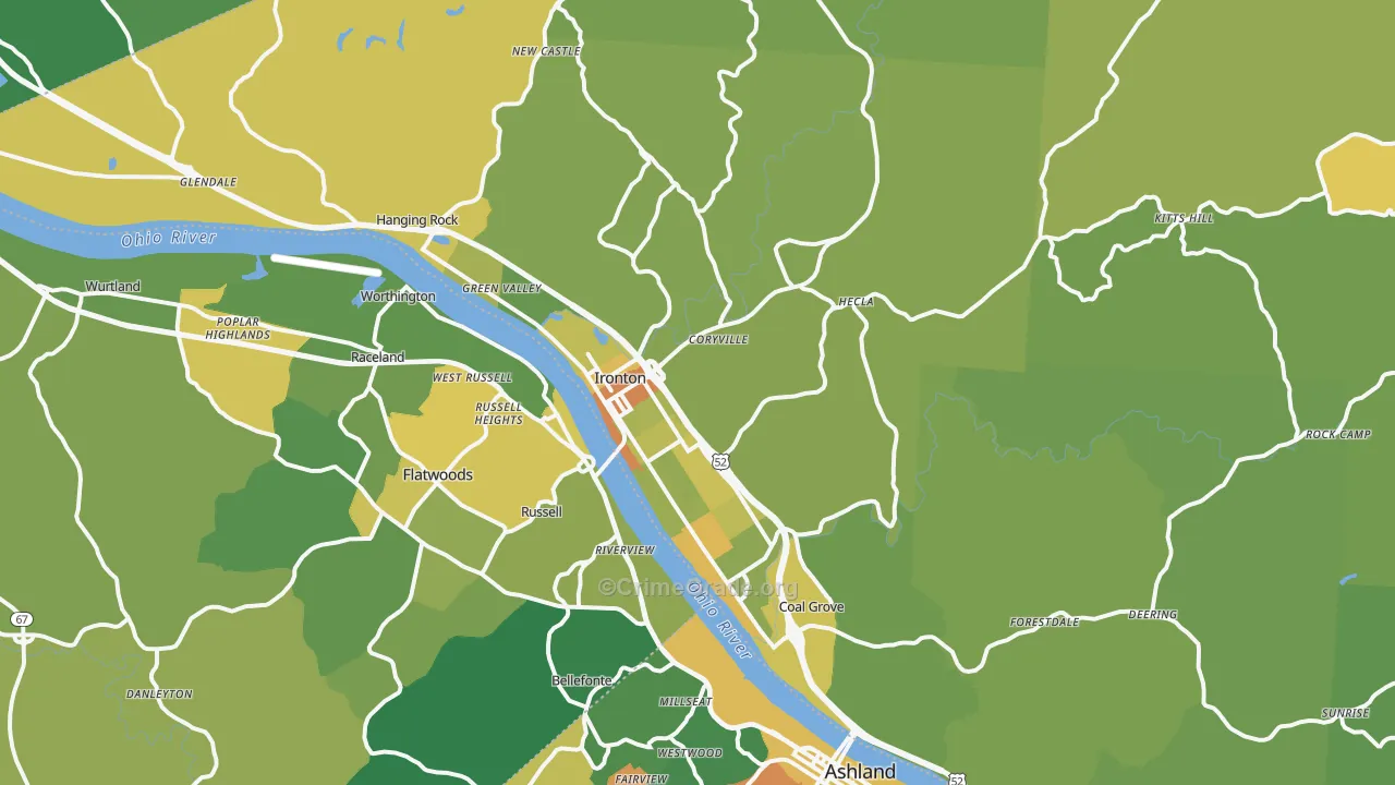 45638, OH Map of Drug-Related Crime Rates