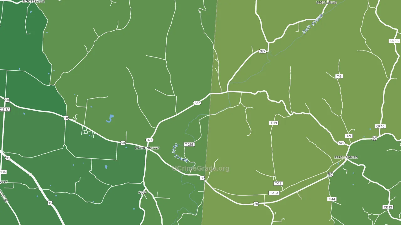 45647, OH Map of Drug-Related Crime Rates