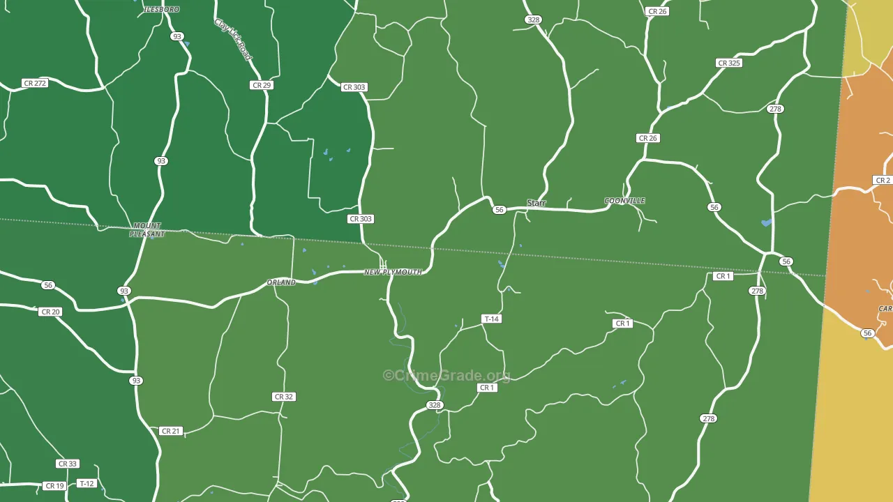 45654, OH Map of Drug-Related Crime Rates