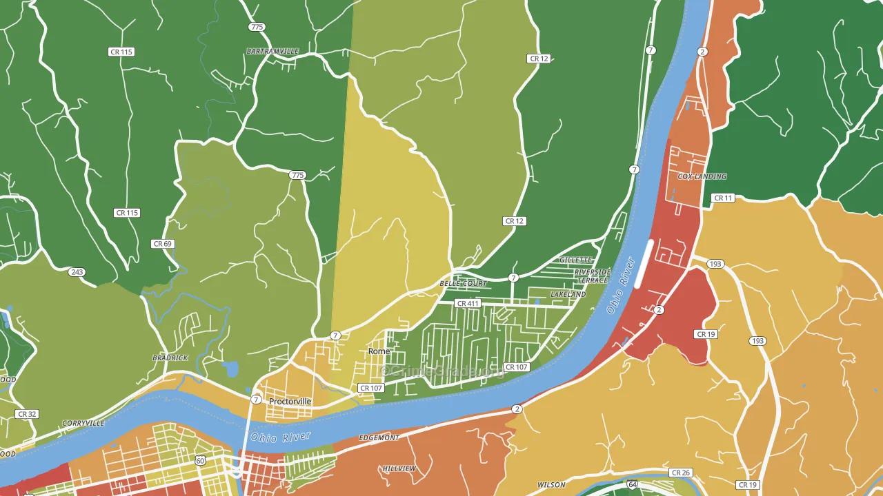 45669, OH Map of Drug-Related Crime Rates