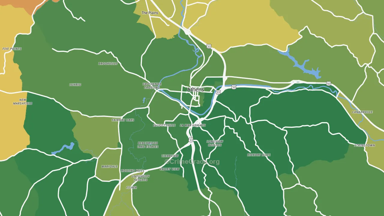 45701, OH Map of Drug-Related Crime Rates