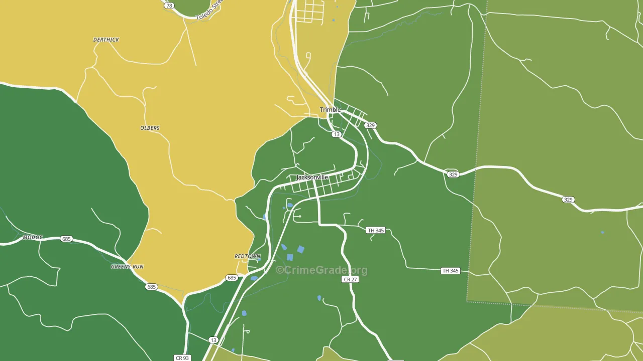 45740, OH Map of Drug-Related Crime Rates