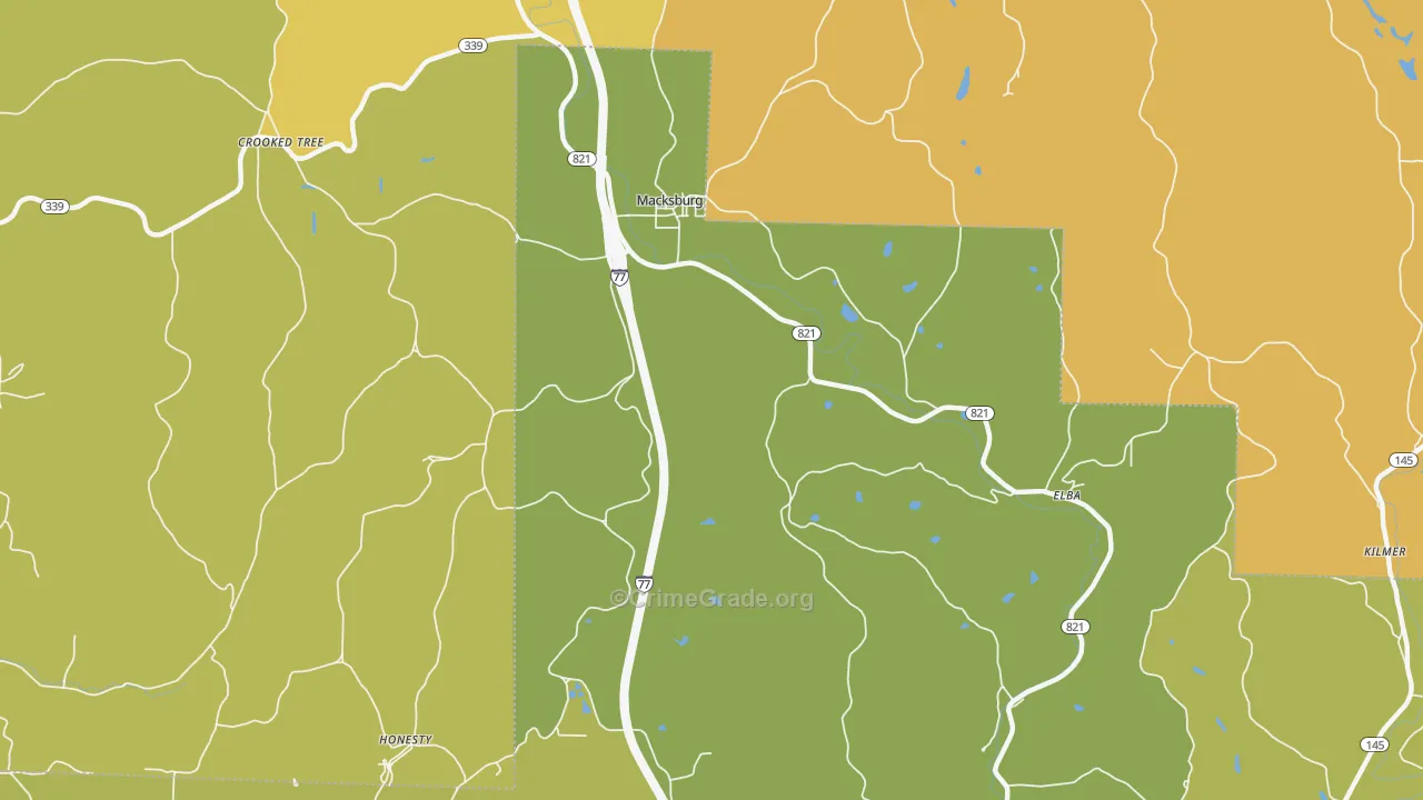 45746, OH Map of Drug-Related Crime Rates