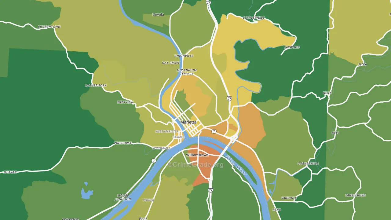 45750, OH Map of Drug-Related Crime Rates