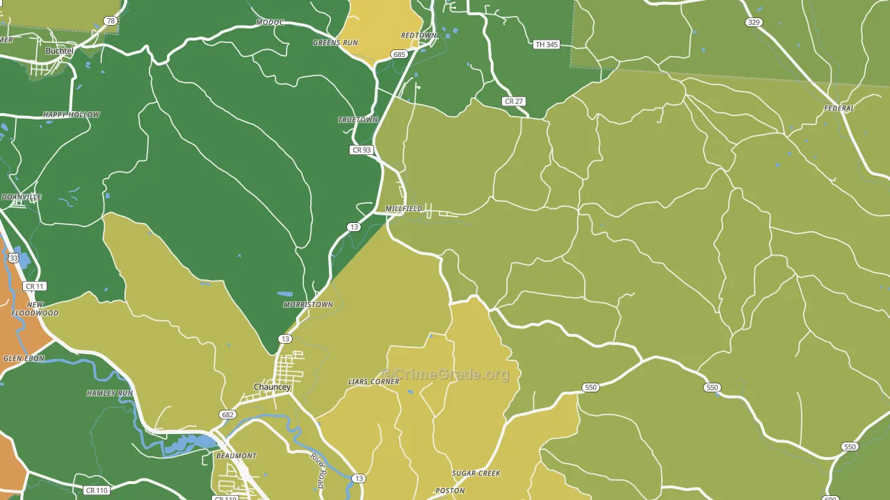 45761, OH Map of Drug-Related Crime Rates