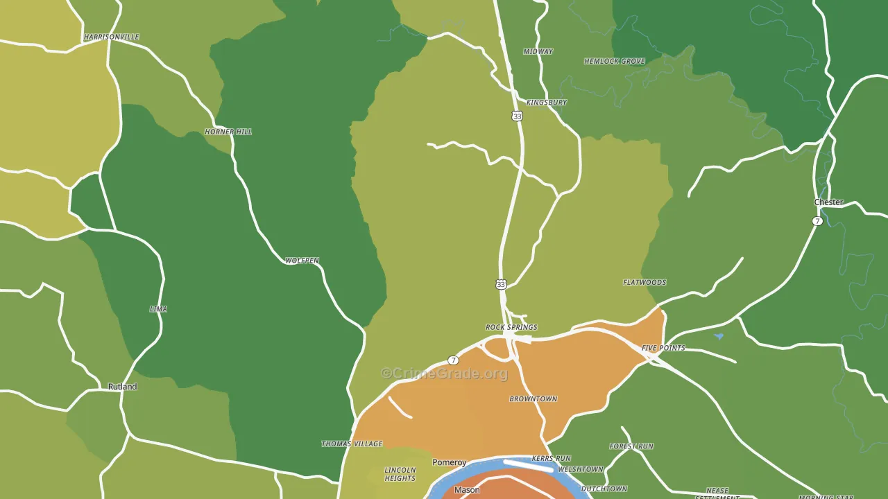 45769, OH Map of Drug-Related Crime Rates