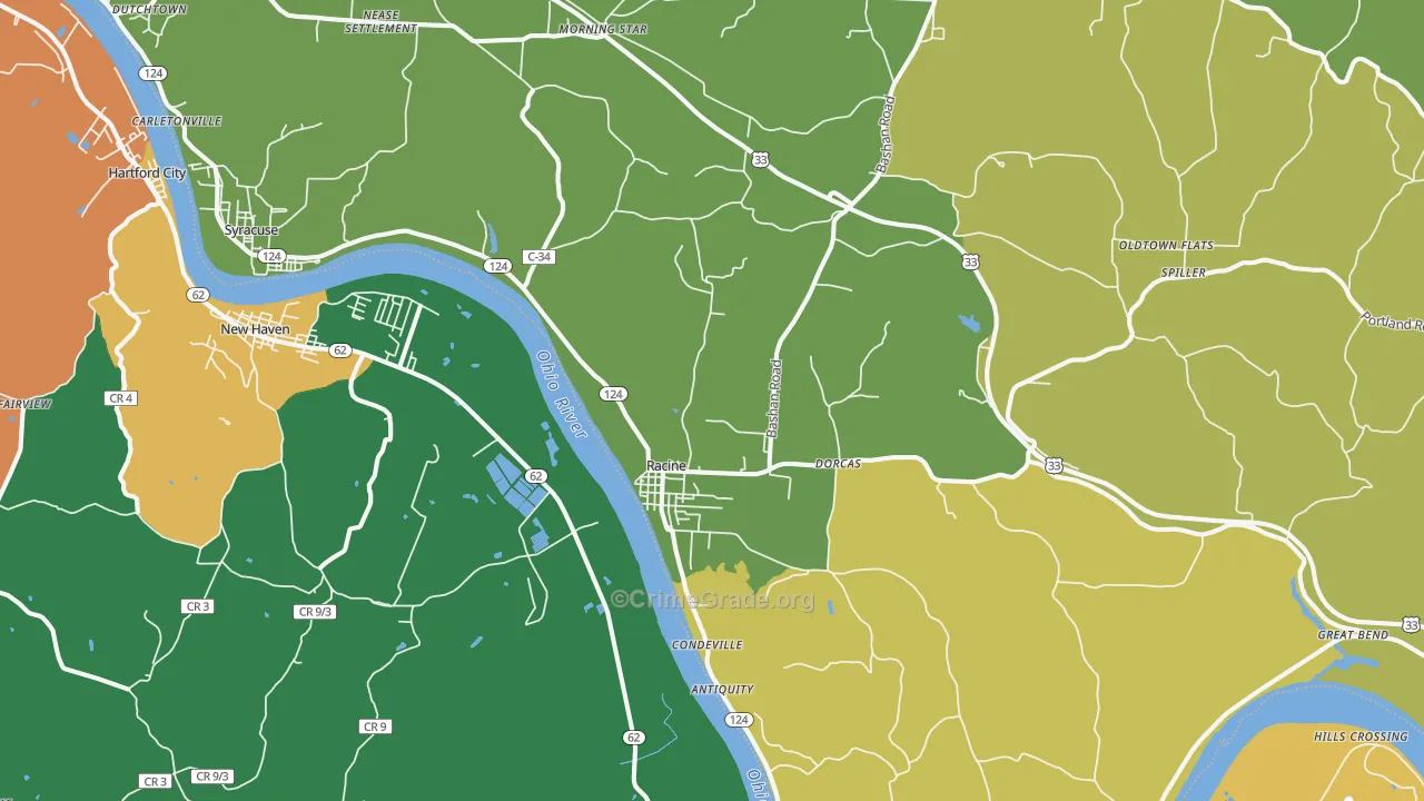 45771, OH Map of Drug-Related Crime Rates