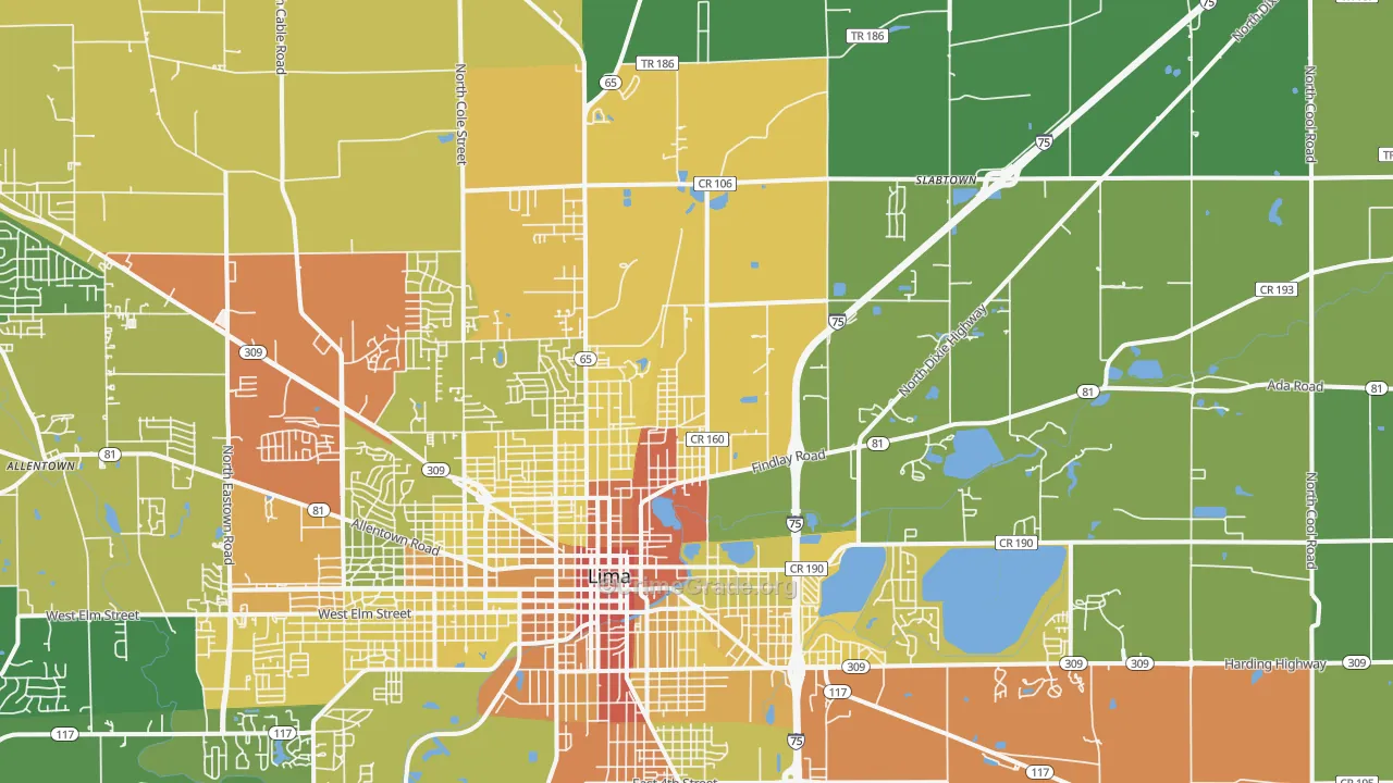 45801, OH Map of Drug-Related Crime Rates