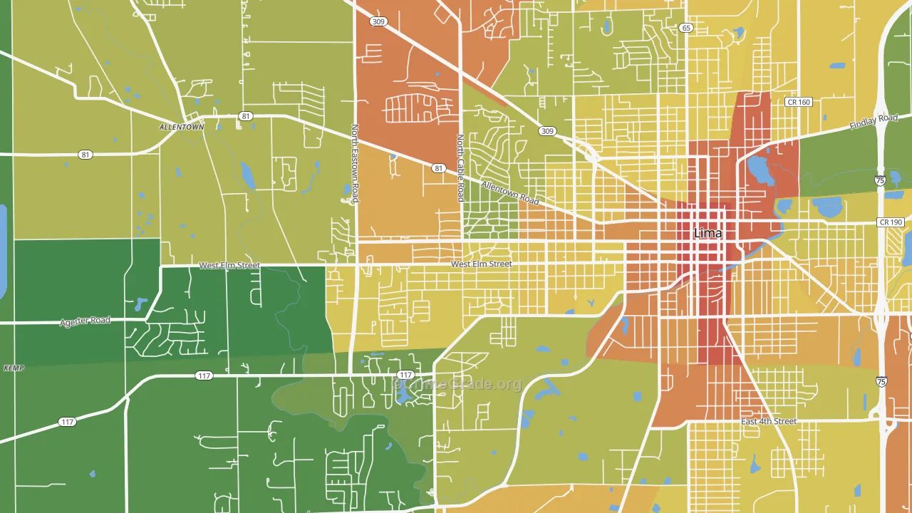 45805, OH Map of Drug-Related Crime Rates