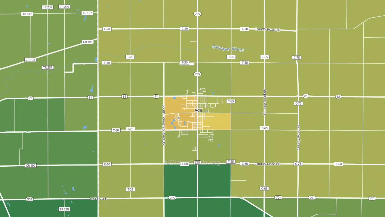 45810, OH Map of Drug-Related Crime Rates