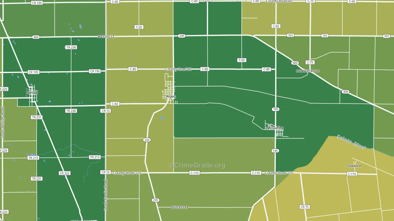 45812, OH Map of Drug-Related Crime Rates